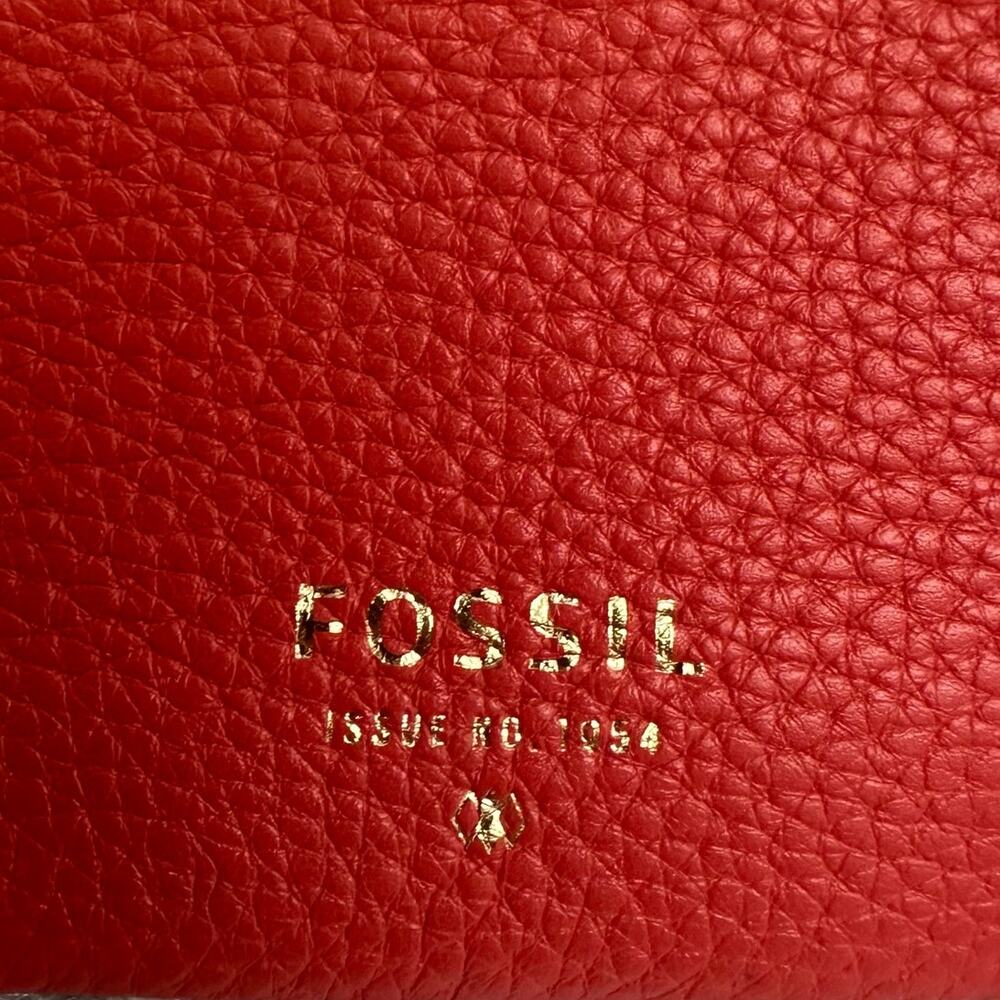 Fossil Large Multicolor Wristlet Striped Tan Orange Red Cowhide Leather 10x7 - Picture 3 of 8